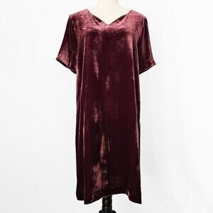 Sundance Olivia Velvet Knee-Length Midi Sheath Dress in Burgundy Size L